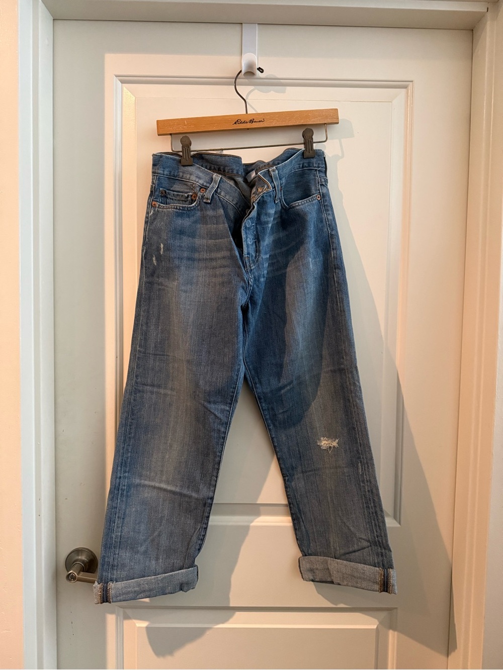Levi's Women's Straight Leg Distressed Blue Jeans
